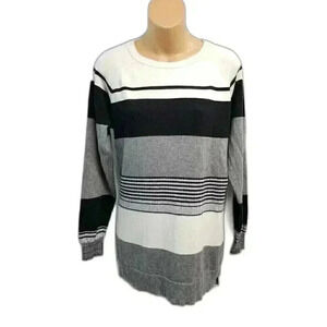 Womens Vince Camuto Glacier Dream Stripe Black Sweater Sz M $49